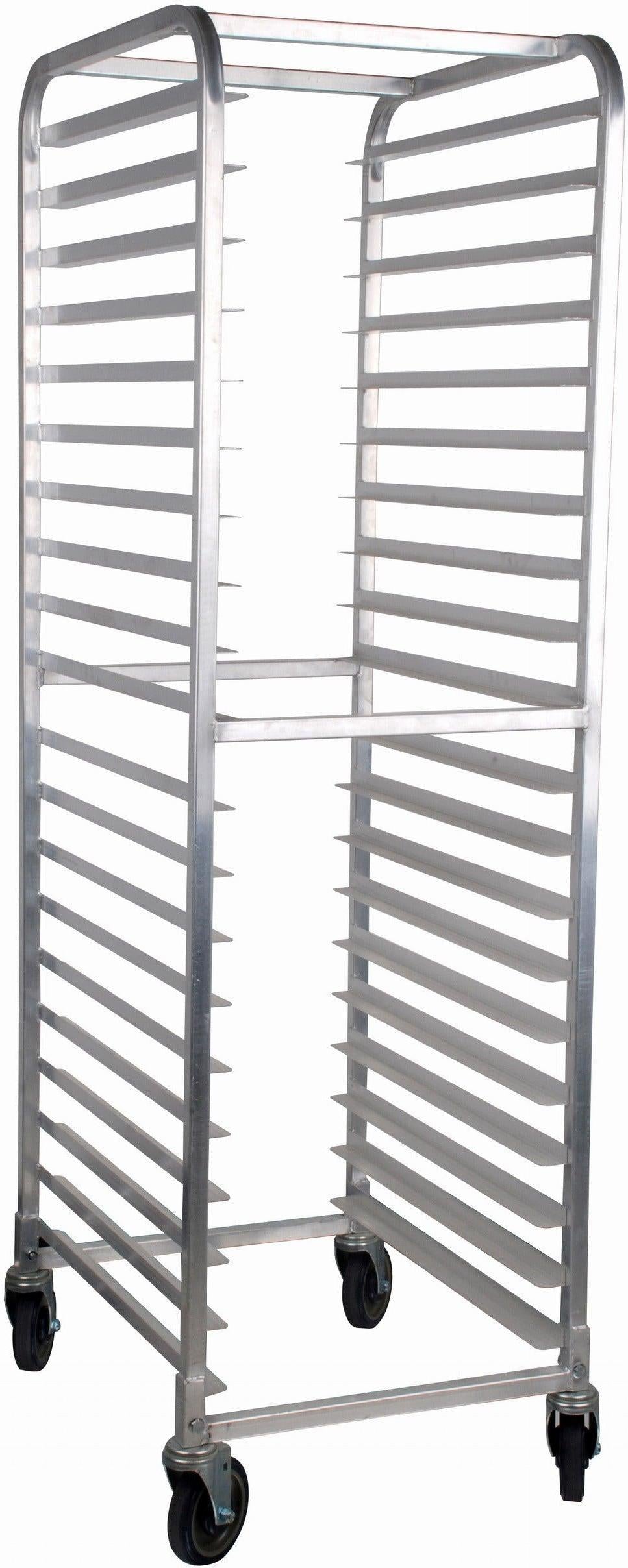 Omcan - Aluminum 20 Slides Mobile Steam Table Pan Rack with 3" Spacing & Curved Top - 47802