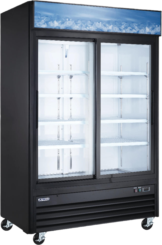 Omcan - Aurora 2 Sliding Glass Doors 54” Black Display Refrigerator - 59132