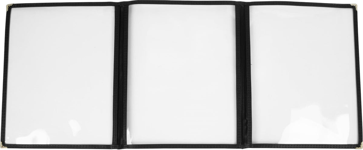 Omcan - Black Triple Fold Menu Holder, Pack of 25 - 39798