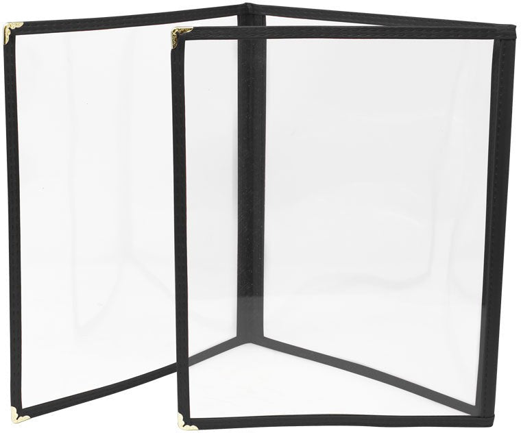 Omcan - Black Triple Fold Menu Holder, Pack of 25 - 39798