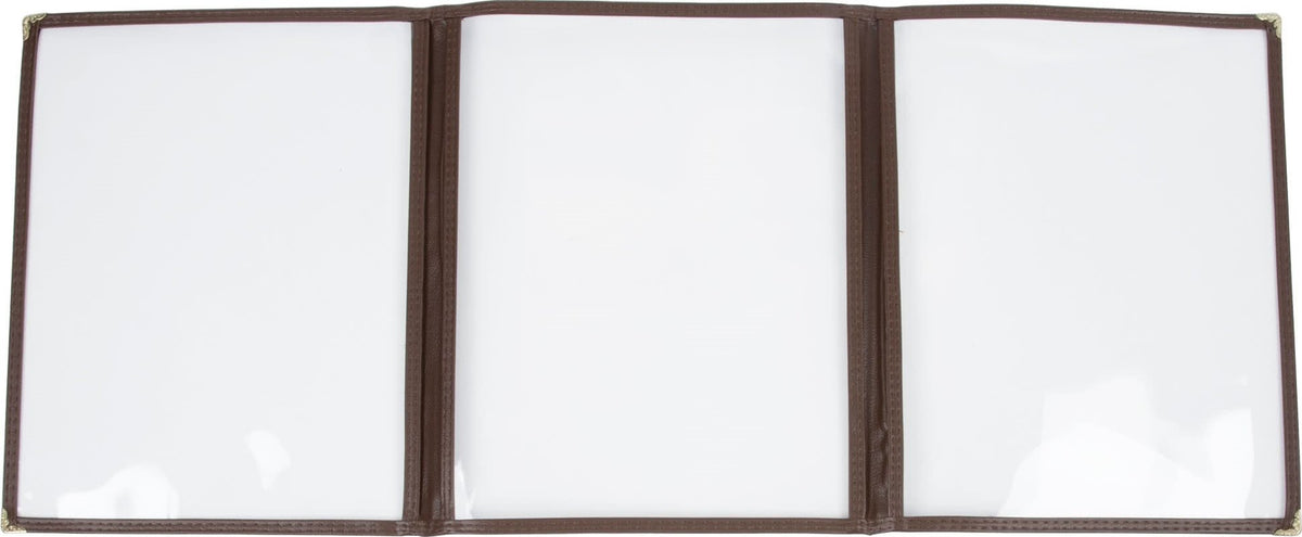 Omcan - Brown Triple Fold Menu Holder, Pack of 25 - 39801