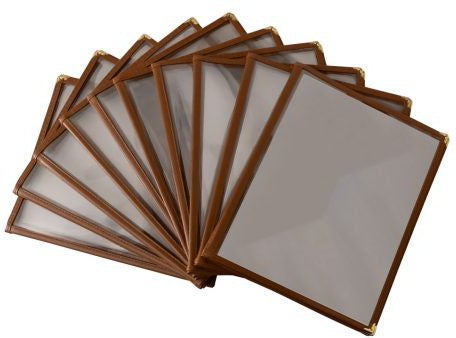 Omcan - Brown Triple Fold Menu Holder, Pack of 25 - 39801