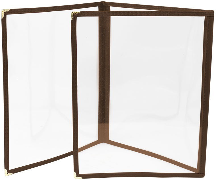 Omcan - Brown Triple Fold Menu Holder, Pack of 25 - 39801