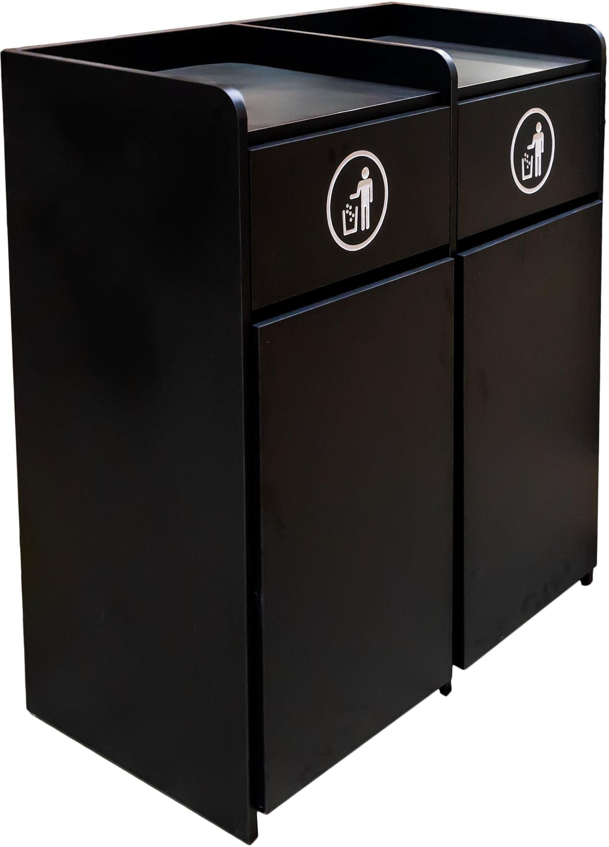 Omcan - Double Trash Receptacle with two 36-Gallon Black Bins Capacity - 48220