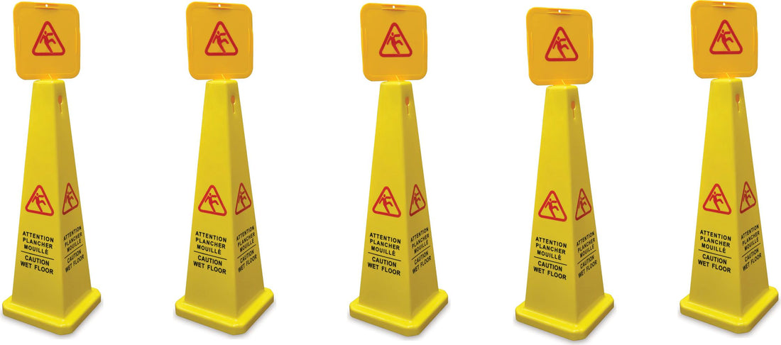 Omcan - English/French Four-Sided Caution Cone, Pack of 4 - 24417