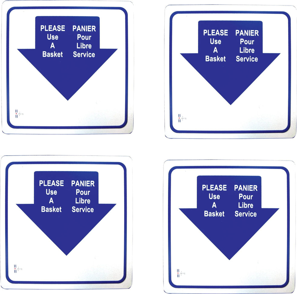 Omcan - English/French Hand Basket Holder Sign, Pack of 4 - 13042