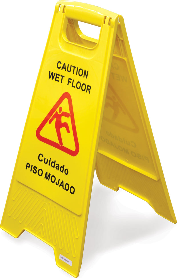 Omcan - English/Spanish A-Shape Caution Sign, Pack of 10 - 24414