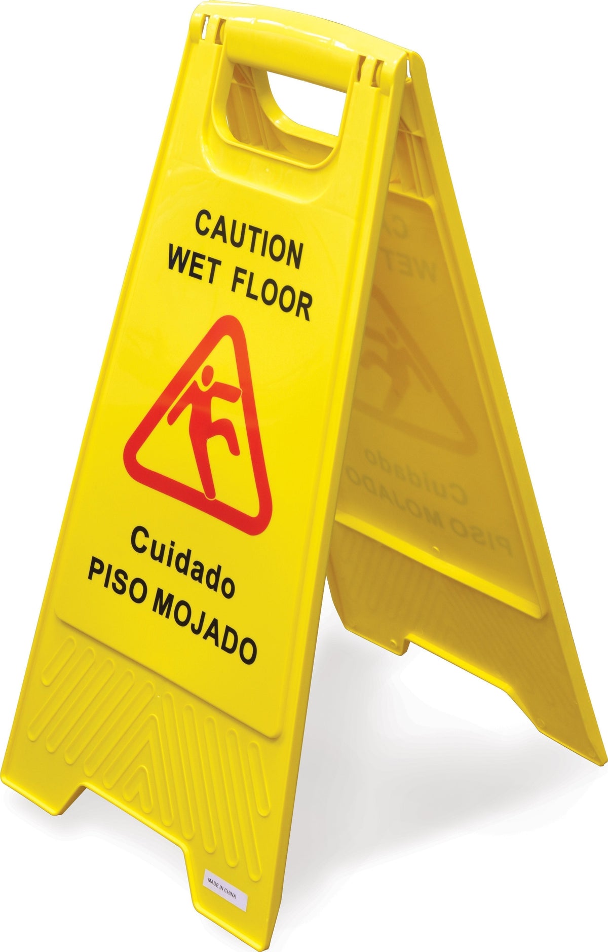 Omcan - English/Spanish A-Shape Caution Sign, Pack of 10 - 24414