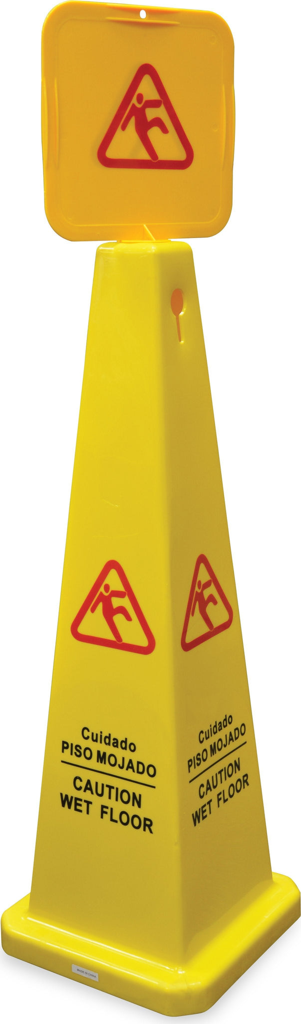 Omcan - English/Spanish Four-Sided Caution Cone, 5/cs - 24416