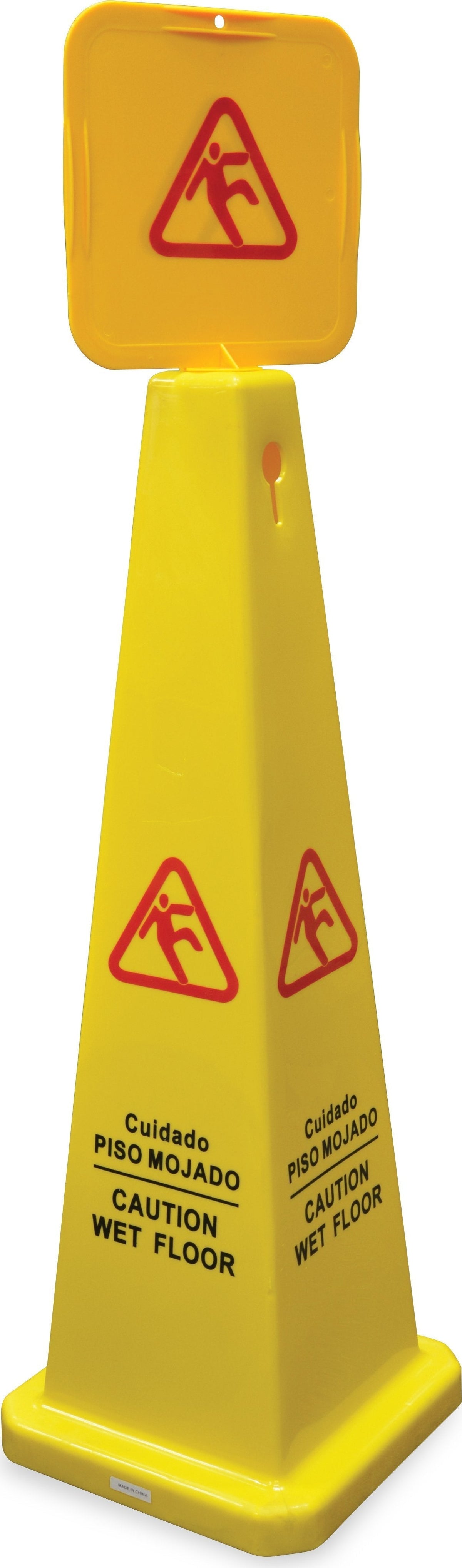 Omcan - English/Spanish Four-Sided Caution Cone, Pack of 4 - 24416