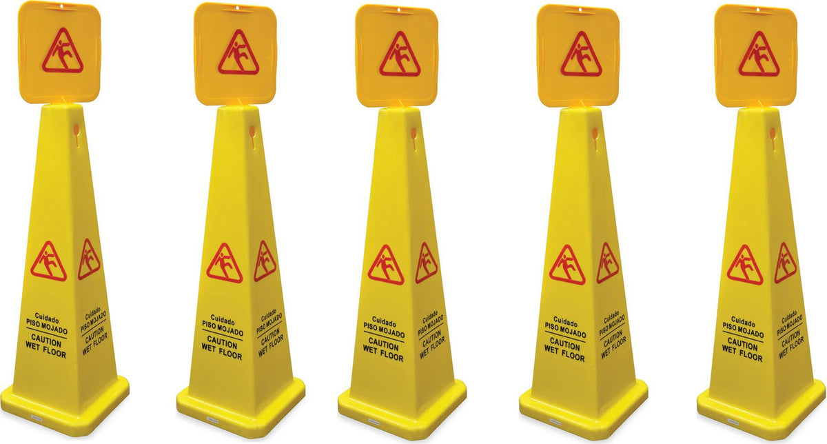 Omcan - English/Spanish Four-Sided Caution Cone, Pack of 4 - 24416