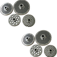 Omcan - European Style #32 Round Stainless Steel Plate with Hub and 10 mm (0.37″) Three Notches, Pack of 2 - 43565