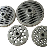 Omcan - European Style #32 Round Stainless Steel Plate with Hub and 10 mm (0.37″) Three Notches, Pack of 2 - 43565