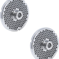 Omcan - European Style #32 Round Stainless Steel Plate with Hub and 4.8 mm (0.18″) Three Notches, Pack of 2 - 43564