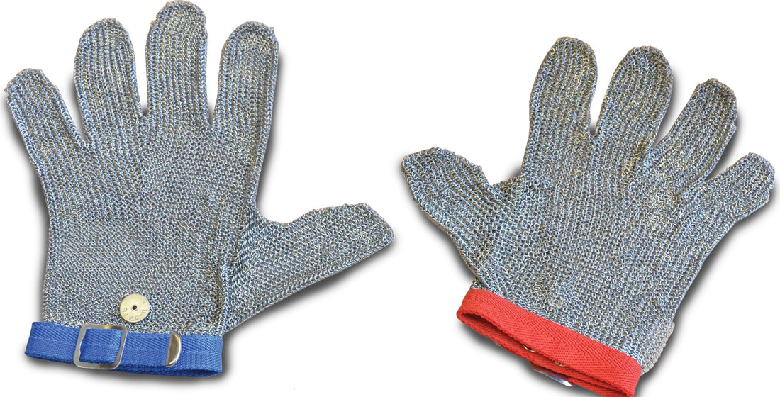 Omcan - Extra Extra Large Mesh Gloves with Brown Strap, Pack of 2 - 13561