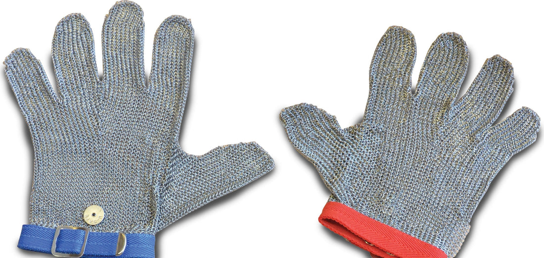 Omcan - Extra Large Mesh Gloves with Green Strap, Pack of 2 - 13559