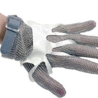 Omcan - Extra Small Five Finger Stainless Steel Mesh Glove with Gray Silicone Strap - 44354