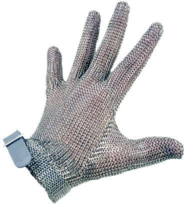 Omcan - Extra Small Five Finger Stainless Steel Mesh Glove with Gray Silicone Strap, Pack of 3 - 44354