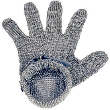 Omcan - Extra Small Five Finger Stainless Steel Mesh Glove with Gray Silicone Strap, Pack of 3 - 44354