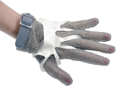 Omcan - Extra Small Five Finger Stainless Steel Mesh Glove with Gray Silicone Strap, Pack of 3 - 44354