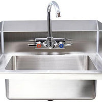 Omcan - Fabricated Wall Mounted Hand Sink with Sides Splash, 4" Faucet & Drainbasket - 44586