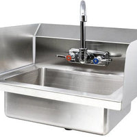 Omcan - Fabricated Wall Mounted Hand Sink with Sides Splash, 4" Faucet & Drainbasket - 44586