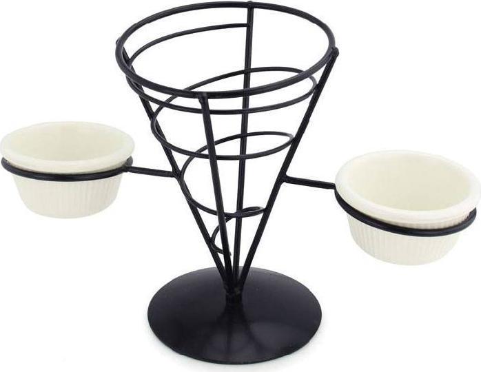 Omcan - French Fry Holder with 2 Ramekins, Pack of 10 - 80255