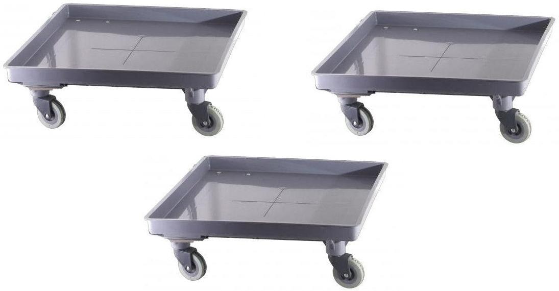 Omcan - Gray Polypropylene Dish Rack Dolly without Handle, Pack of 3 - 44991