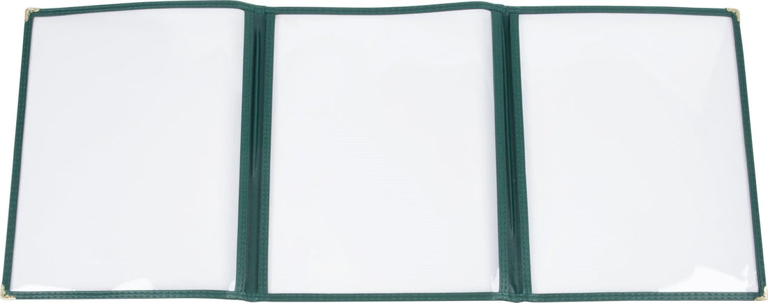 Omcan - Green Triple Fold Menu Holder, Pack of 25 - 39799