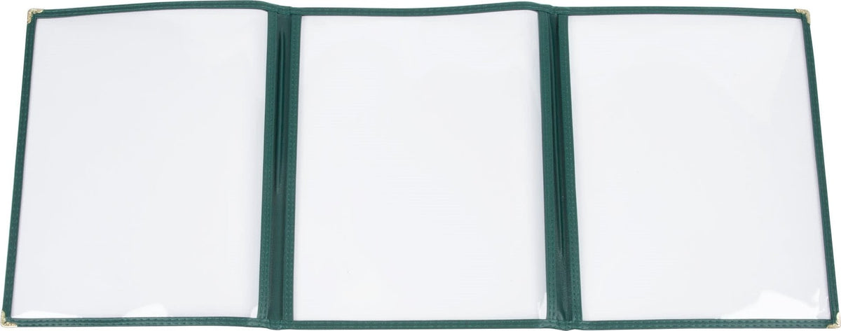 Omcan - Green Triple Fold Menu Holder, Pack of 25 - 39799