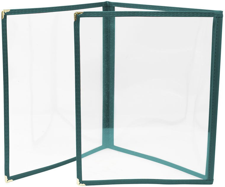 Omcan - Green Triple Fold Menu Holder, Pack of 25 - 39799