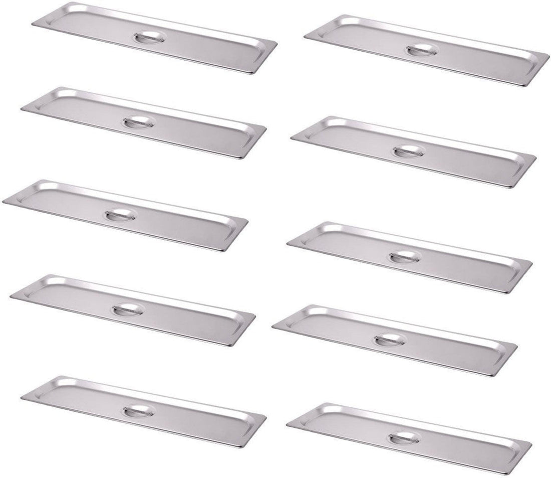 Omcan - Half-Size Long Solid Stainless Steel Steam Table Pan Cover, Pack of 10 - 80622