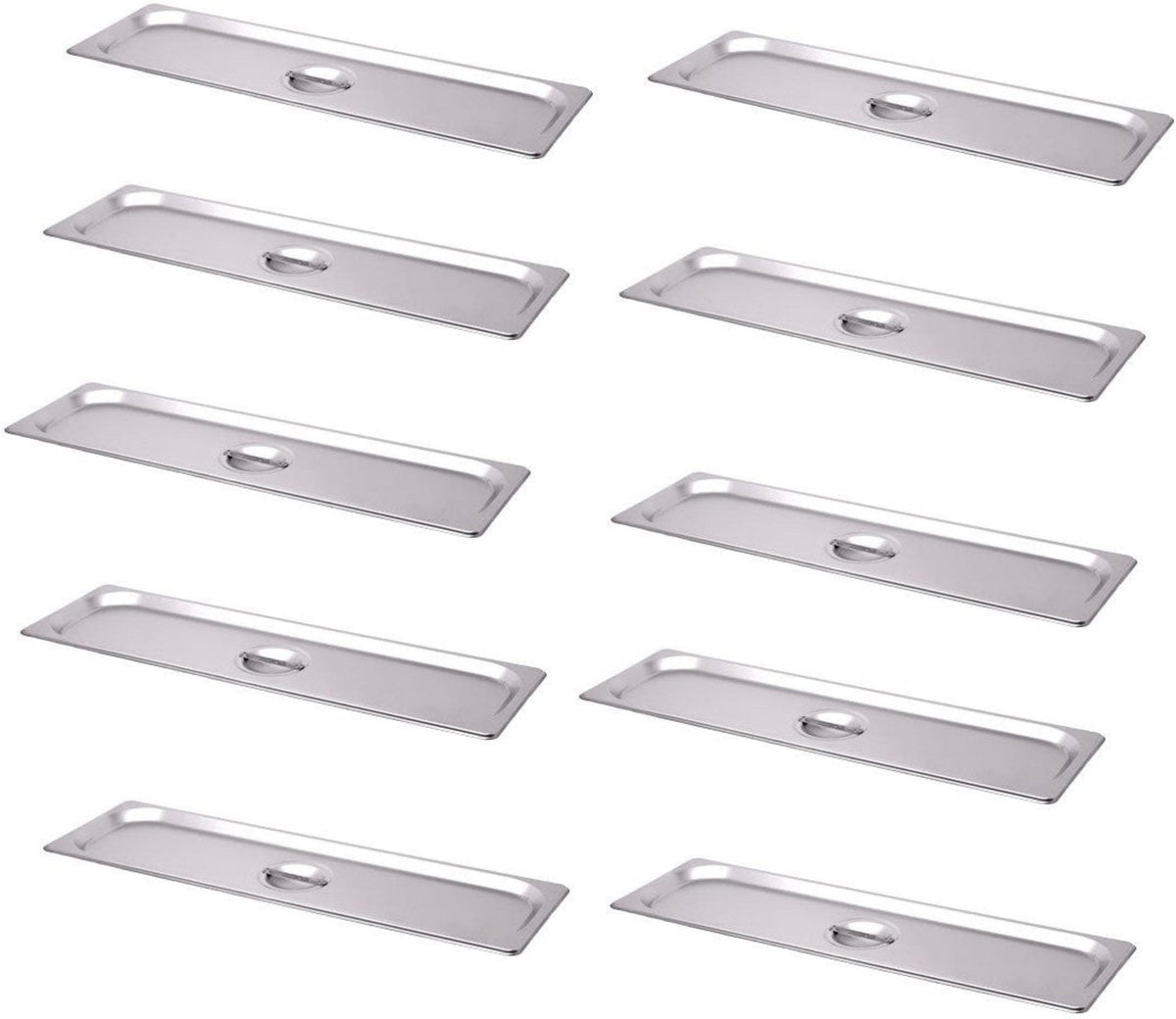 Omcan - Half-Size Long Solid Stainless Steel Steam Table Pan Cover, Pack of 10 - 80622