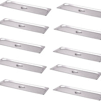 Omcan - Half-Size Long Solid Stainless Steel Steam Table Pan Cover, Pack of 10 - 80622