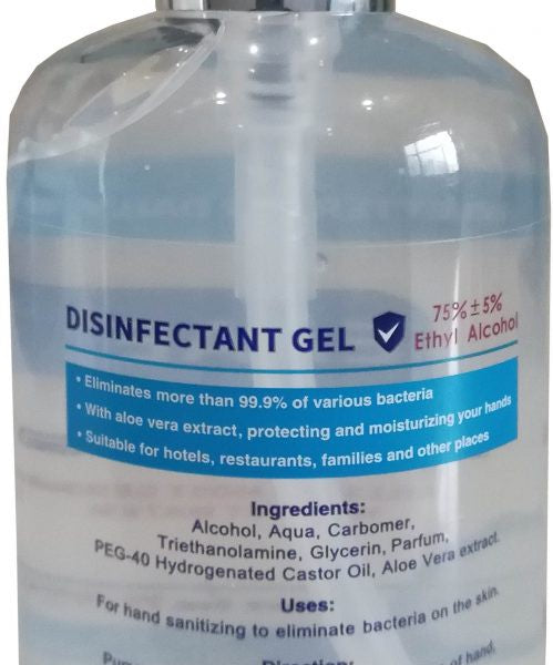 Omcan - Hand Sanitizer with 75% Alcohol 300 ml Clear Bottle with Pump, Pack of 20 - 46668