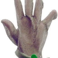 Omcan - Large Five Finger Stainless Steel Mesh Glove with Green Silicone Strap - 44353