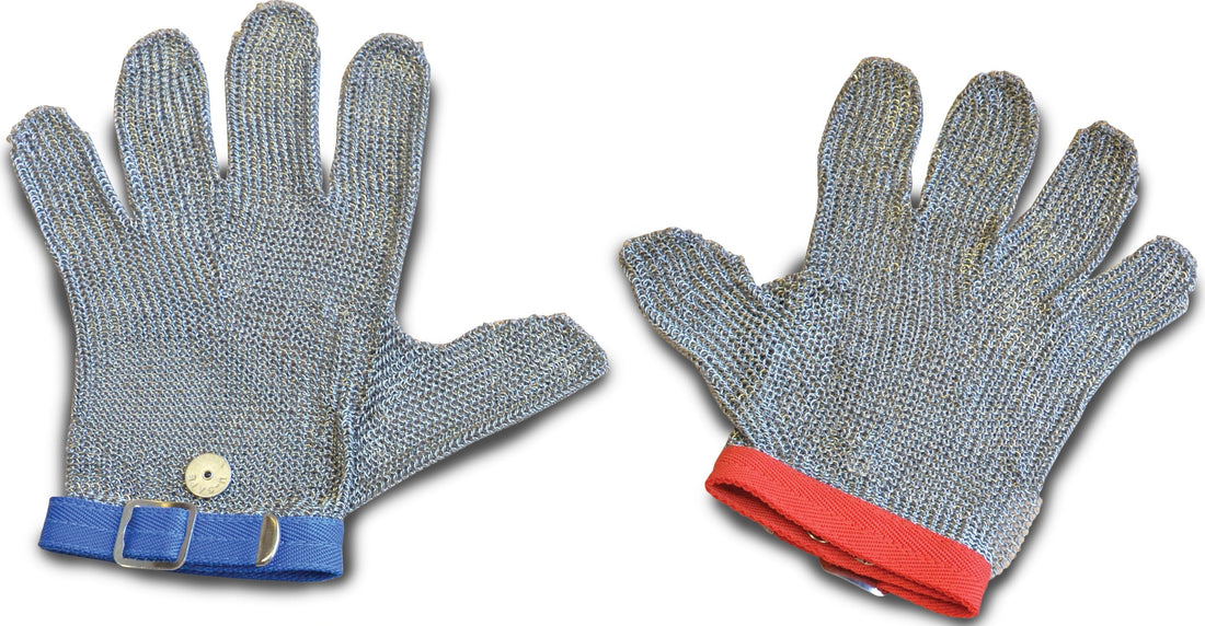 Omcan - Large Mesh Gloves with Blue Strap, Pack of 2 - 13556