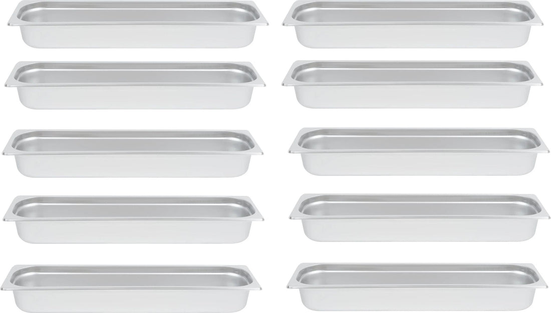 Omcan - Long 2.5" Deep 1/2-Size Stainless Steel Steam Table Pan, Pack of 10 - 80616