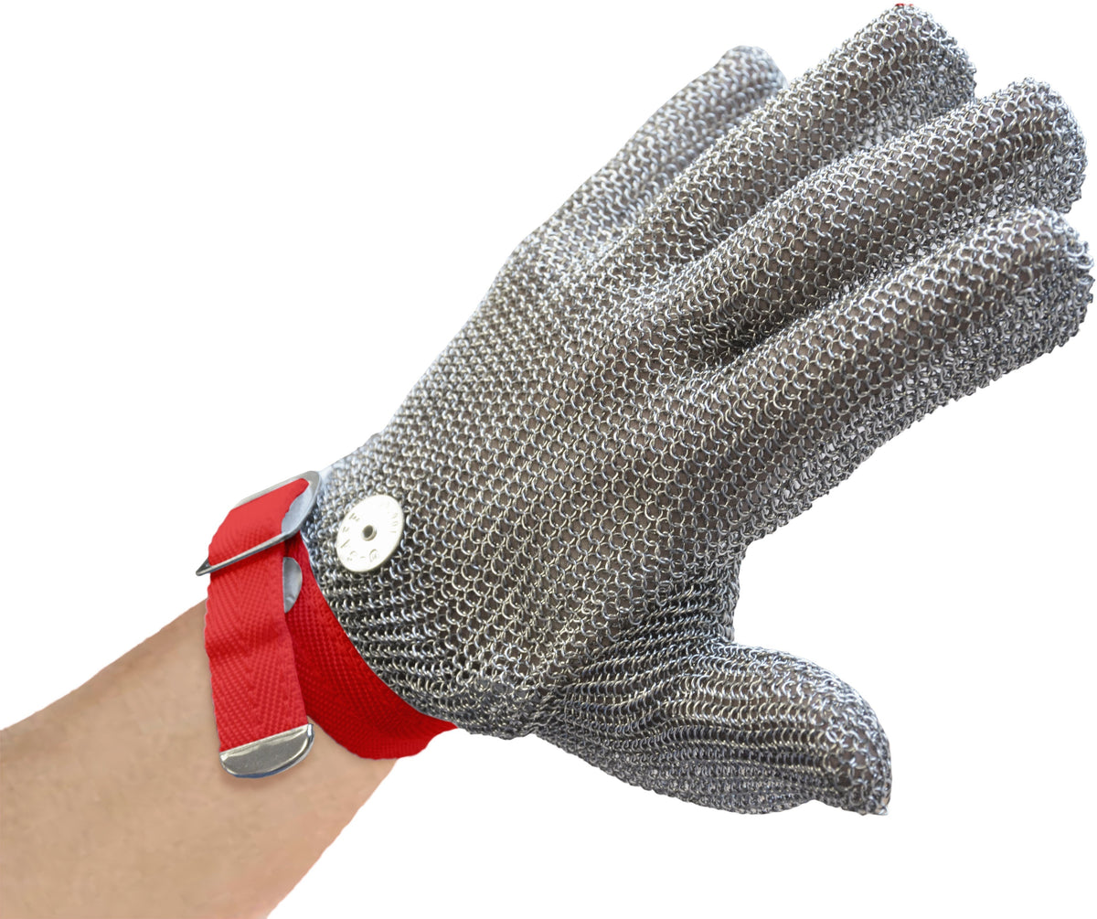 Omcan - Medium Mesh Gloves with Red Strap - 13557