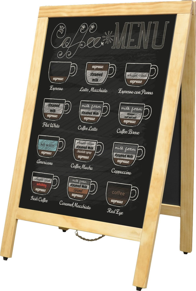 Omcan - Natural Colour A Frame Sidewalk Menu Chalkboard, Pack of 2 - 31398