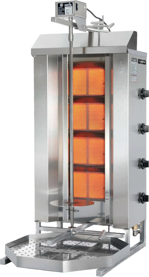 Omcan - Potis GD4 Natural Gas Doner Kebab Machine / Vertical Broiler with 4 Burners - 49061