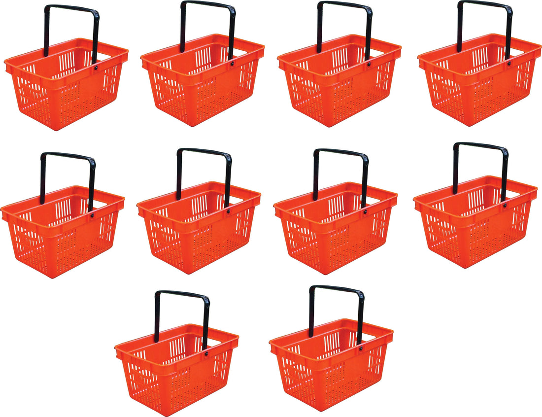 Omcan - Red Plastic Shopping Basket, Pack of 10 - 21183