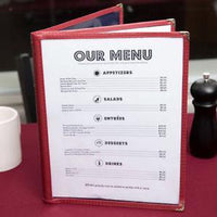 Omcan - Red Three Page Menu Holder, Pack of 25 - 39804