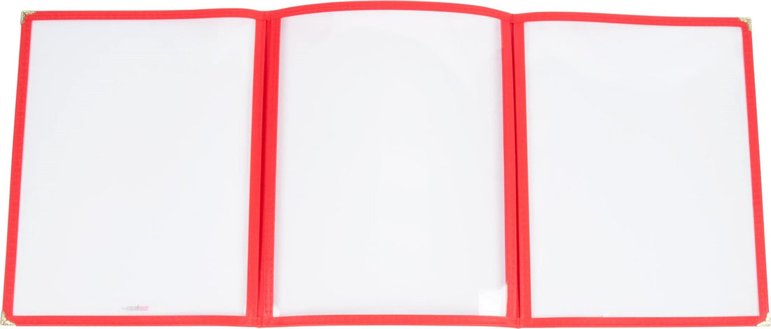 Omcan - Red Triple Fold Menu Holder, Pack of 25 - 39800