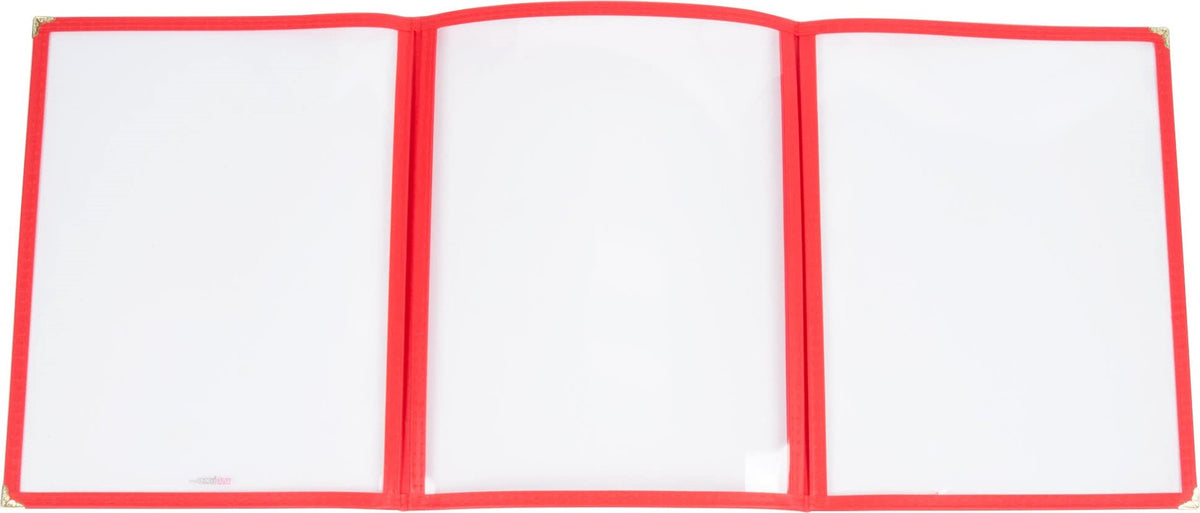 Omcan - Red Triple Fold Menu Holder, Pack of 25 - 39800