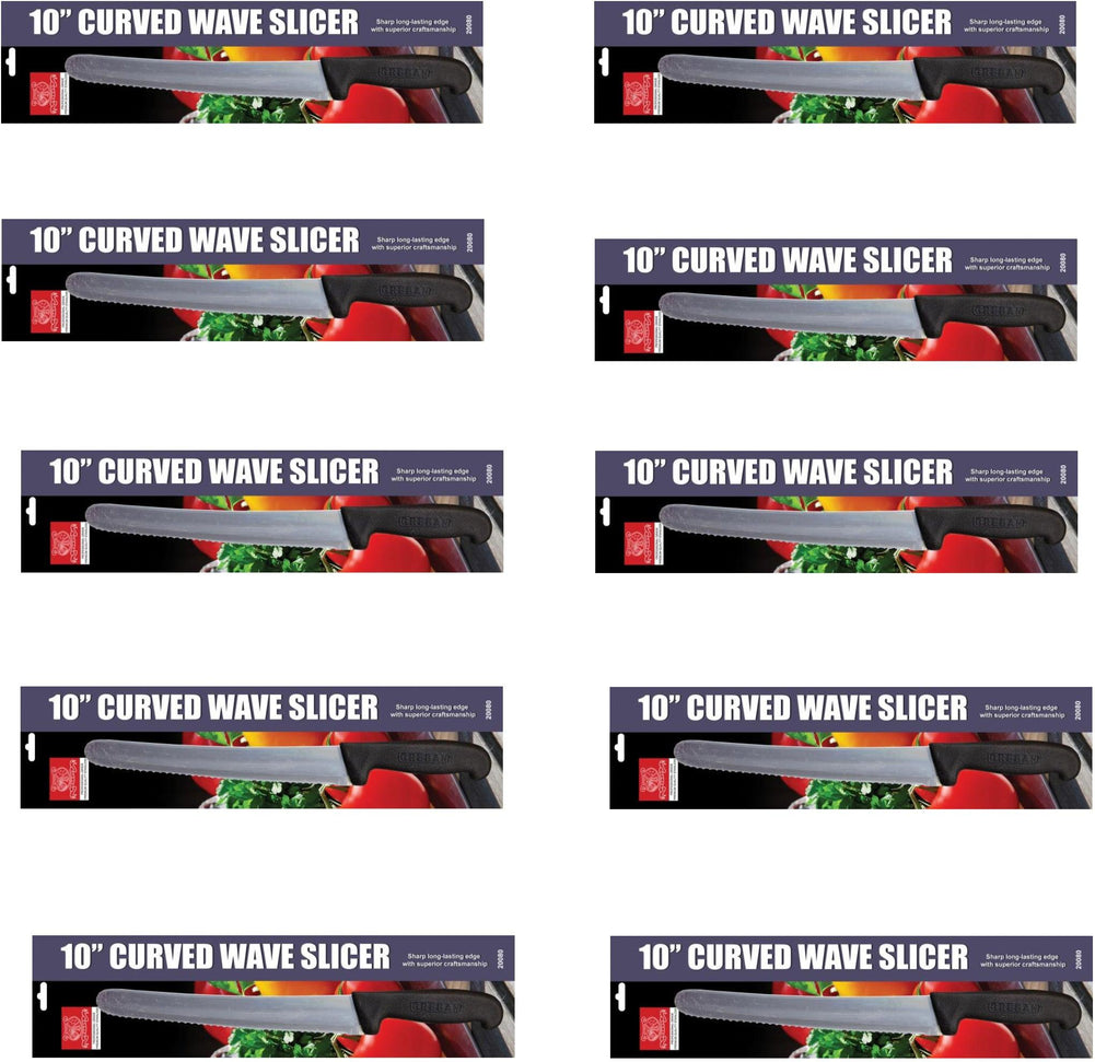 Omcan - Retail-Ready 10" Curve Waved I-Slicer, Pack of 10 - 21878