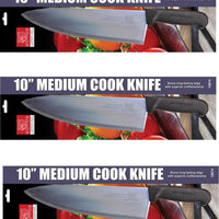 Omcan - Retail-Ready 10" Medium Cook Knife, Pack of 3 - 21879