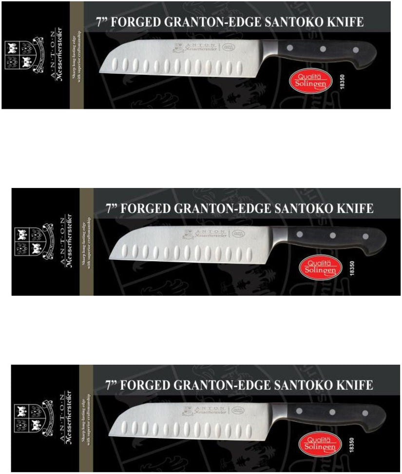 Omcan - Retail-Ready 7" Santoko Forged G-Edge Slicer, Pack of 3 - 21883