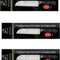Omcan - Retail-Ready 7" Santoko Forged G-Edge Slicer, Pack of 3 - 21883