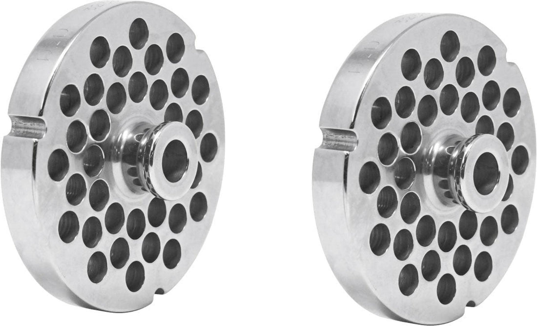 Omcan - Round Stainless Steel #32 Machine Plate With Hub 10mm (3/8″) With Three Notches, Pack of 2 - 23564